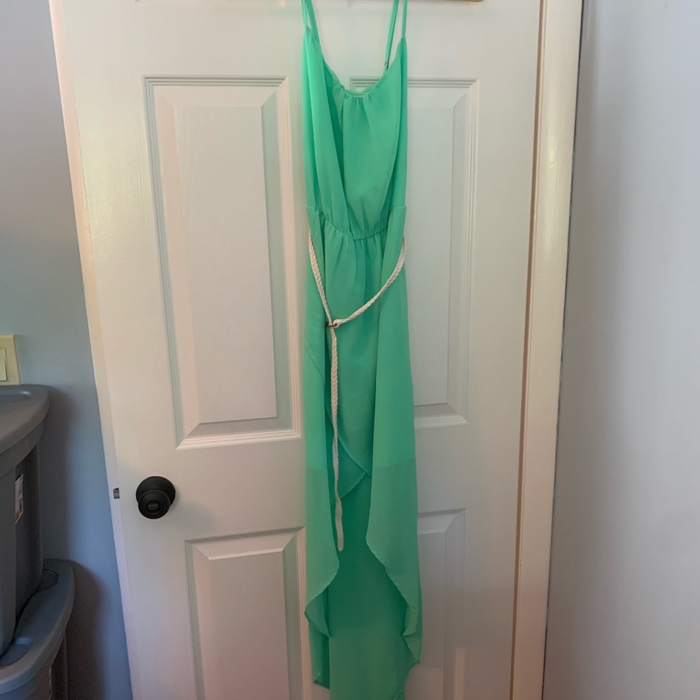 Light green high low dress